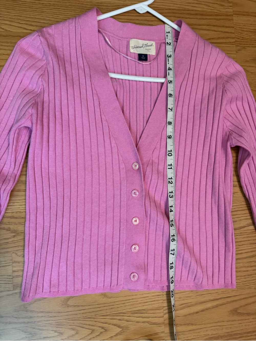 Universal Thread Pink Ribbed Button-Front Cardigan Sweater - M - Picture 2 of 5